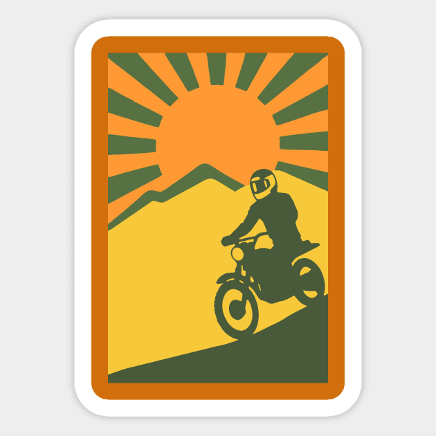 Rather be Riding a Sunrise Trail – Retro Motocross Style Sticker by DonWillisJrArt